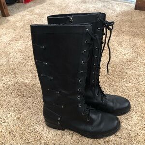 Harley Davidson/Woman’s tall lace up/ zipper side boots/ Size USA 9.5